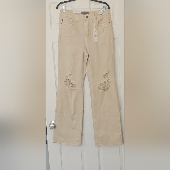 Judy BLUE Women's Oatmeal Distressed Jeans - Picture 1 of 9